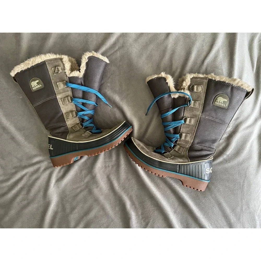 Sorel Tofino II Waterproof Winter Boots Grey Blue NL2094-213 Womens 7.5